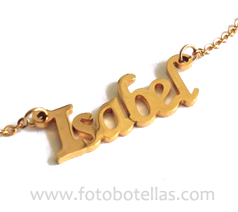 COLLARES DE PLATA BA&Ntilde;ADO EN ORO 18 K. CON TU NOMBRE
